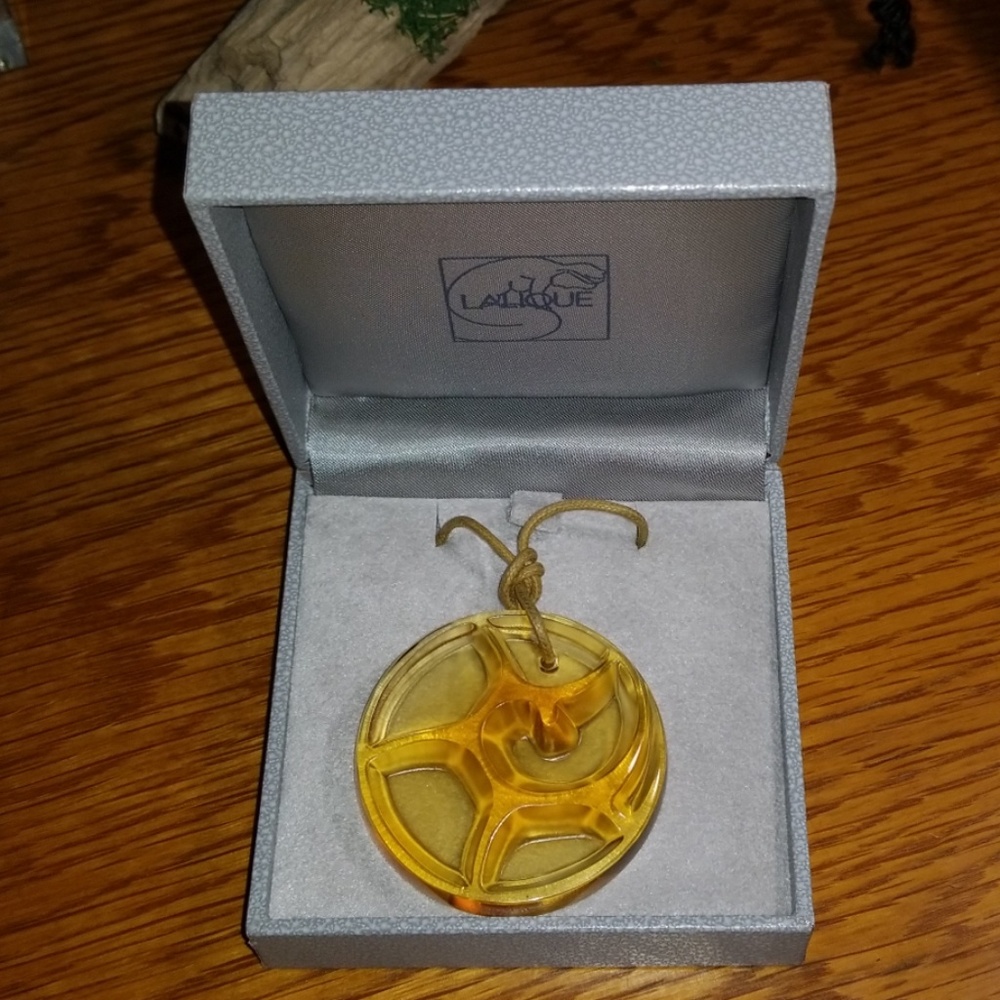 Lalique Tourbillons Golden Amber Pendant Crystal
